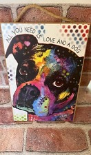 BOXER DOG ALL YOU NEED IS LOVE AND A DOG MULTICOLOR DEAN RUSSO WOOD PLAQUE