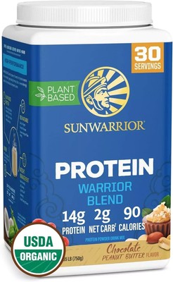 Naughty Boy + Sunwarrior Warrior Choc PB 07+11/25 1140g / 60 serv +vegan Samples