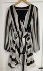 PORTMANS Long Sleeve Dress Sz 10 Black White Metallic Gold