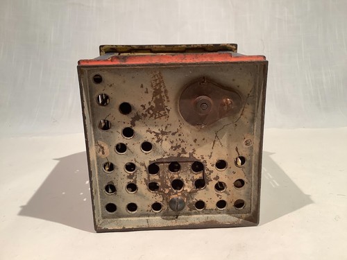 PAT. 1873 NOVELTY IRON MECHANICAL BANK, RED ROOF, MISSING DOOR - Picture 11 of 13