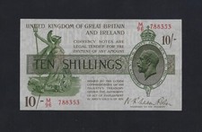 Great Britain 10 SHILLINGS 1922 P-358 VF++ T30 TREASURY IRELAND ENGLAND