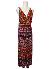John Paul Richard Orange Print Vneck Maxi Sundress Size Medium