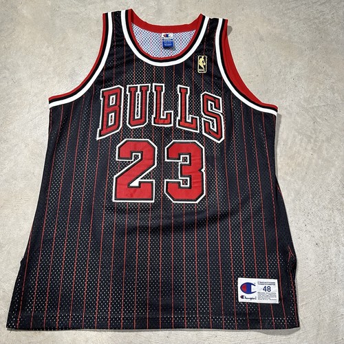 Vintage Champion GOLD Chicago Bulls Jordan 50th Sewn Basketball Jersey Adult 48 US