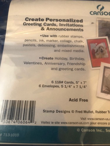 4 paquetes Canson estampado en blanco 6 tarjetas 6 sobres cada paquete crea el tuyo propio NUEVO - Imagen 5 de 6