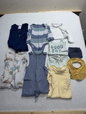 9 Month Mix Baby Boy Cotton Clothing Lot Bodysuits Rompers Bib