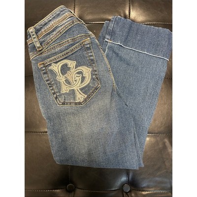 Baby Phat Women's Blue Boot Cut Jean capris with Embroidered Pocket