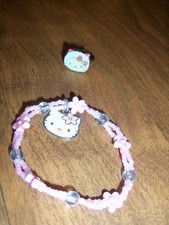 Sanrio Hello Kitty Strechy Pink Bracelet and adjustable Ring for a young child
