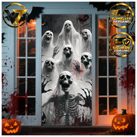 Halloween TüRdeko TüRbanner 90X200Cm Skelett Zombie Motive Polyester FüR Party