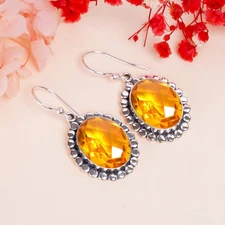 Citrine 925 Sterling Silver Jewelry Earring, Christmas Gift, Gift For Her E46154