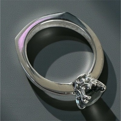 14k white gold Solitaire Engagement Ring with Green Cushion Sapphire for Women