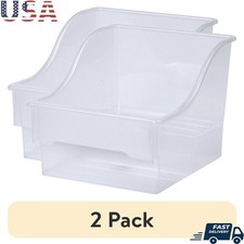 2-Tier Clear Plastic Pantry Bin Heavy Duty Ki...
