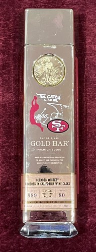 SF 49ers Gold Bar Blended Whiskey EMPTY BOTTLE “The Catch 1/10/82” Dwight Clark