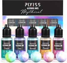 Pixiss Blue Alcohol Ink Set - 5 Shades of Highly Saturated Alcohol Ink for Epoxy