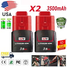 2Pack 3.5Ah For MILWAUKEE For M12 48-11-2430 12Volt Lithium-Ion Battery 3500mAh