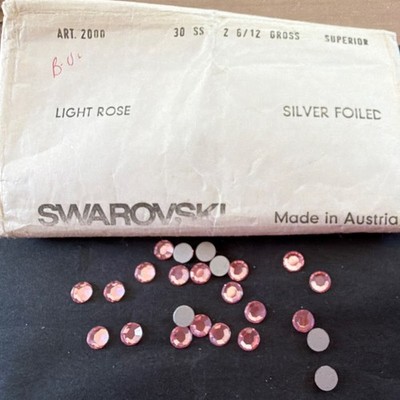 16g (100) NOS Swarovski Light Rose Silver Foiled Crystal Flatbacks 30ss