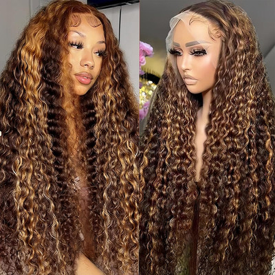 Pxtpxt 34 Inch 13X6 Highlight Ombre Lace Front Wig Human Hair Hd Glueless Deep