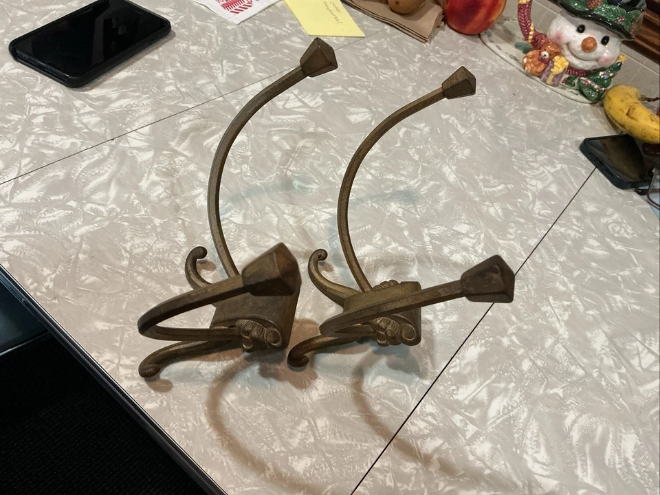 ANTIQUE HUGE ORIGINAL CAST IRON CRAFTSMAN WALL Hook Eastlake Victorian Coat Hat! - Image 4 of 4