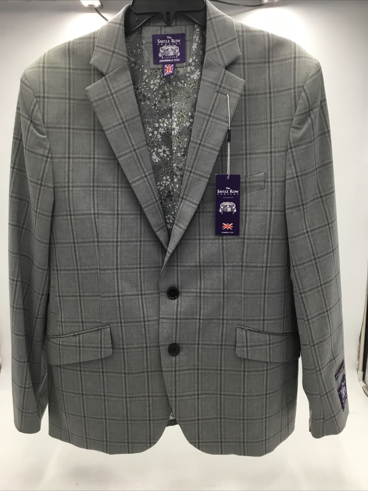 The Savile Row Company Plaid Hoxton Brit Slim Suit Only Gray 40Short 14490₽