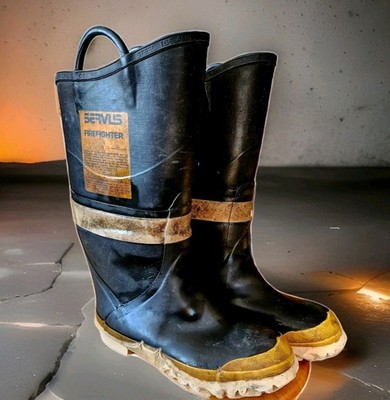 Vintage Servus Firefighter Rubber Turnout Boots Steel Toe  display picture 1