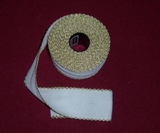 Aida Band 14 count , White with a GOLD Edge from Zweigart, 2" wide, 87 cm