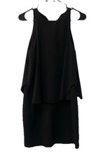 Halston Heritage Teardrop Drape Overlay Classic Little Black Dress Size 4