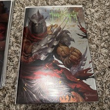 TMNT #1 Shredder Virgin Foil Battle Damage LTD 500 Turtles Signed Tyler Kirkham