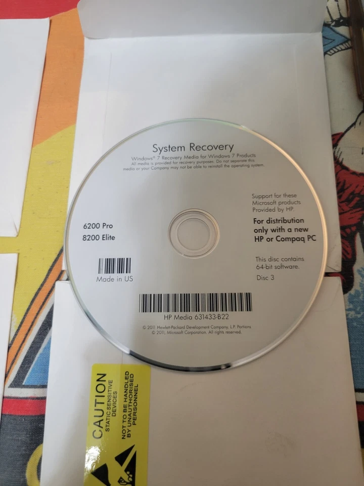HP 6200 Pro 8200 Elite System Windows 7 64bit Recovery (4 Disc Set) 631431-B22 - Image 3 of 4