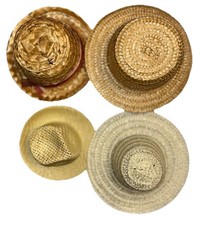 4 Vintage Doll Straw Hats Craft Doll Making Play