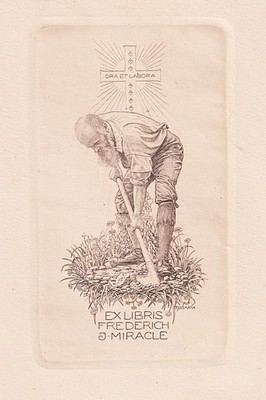 Exlibris Alfred Cossmann - Frederich Miracle Bauer Ex-Libris Bookplate 1920