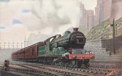 Alte Eisenbahn Postkarte N.E.R. East Coast Speisewagen Express verlässt Edinburgh