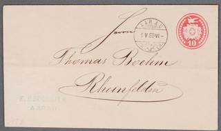 Envoltura de papelería MayfairStamps Suiza 1869 Aarau a Rheinfelden aaz_86337