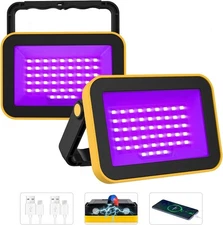 2PCS LED Work Light Portable UV Black Light Rechargeable USB Party Stage Light