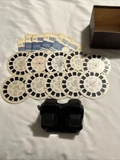 Vintage Sawyer's View-Master 3D Slide Viewer W/ 10 Slides Tested Works USA
