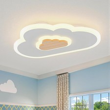LED Wood Cloud Cartoon Kids Ceiling Light 23.62in - 3000-6500K with Nightligh...