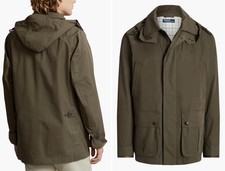 NWT Polo Ralph Lauren 798 Mens Twill Hooded Car Coat Green  LG Casual Luxury