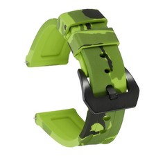 Silicone Watch Bands 22mm Soft Watch Band with Black Buckle, Camo Light Green