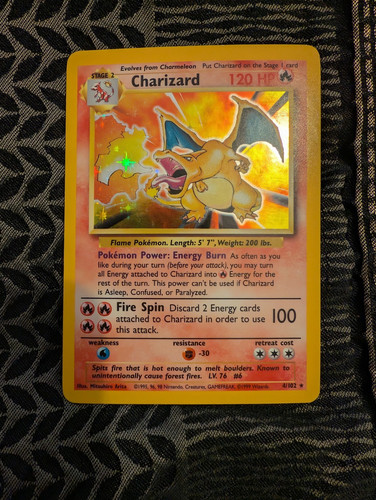 Charizard 1999 Pokémon TCG Base Set Holo Unlimited Rare Card 4/102
