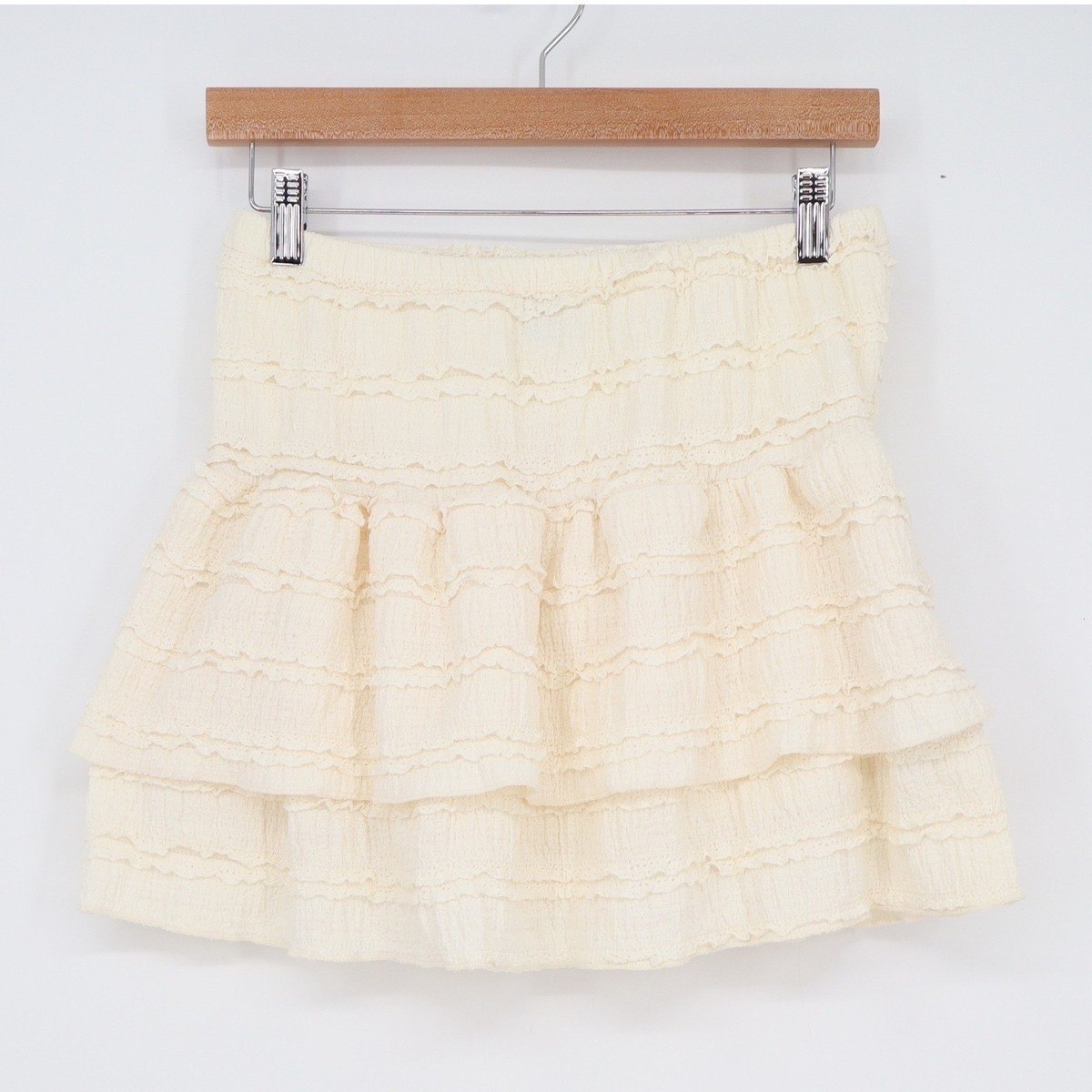 SHEIN Cream Ruffle Lace Tiered Mini Skirt and Cami Top Two Piece Set Size M View 5