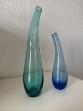 Vintage IKEA Glas Vase, Blumenvase  Blau/T&uuml;rkis Discontinued Handgeblasen