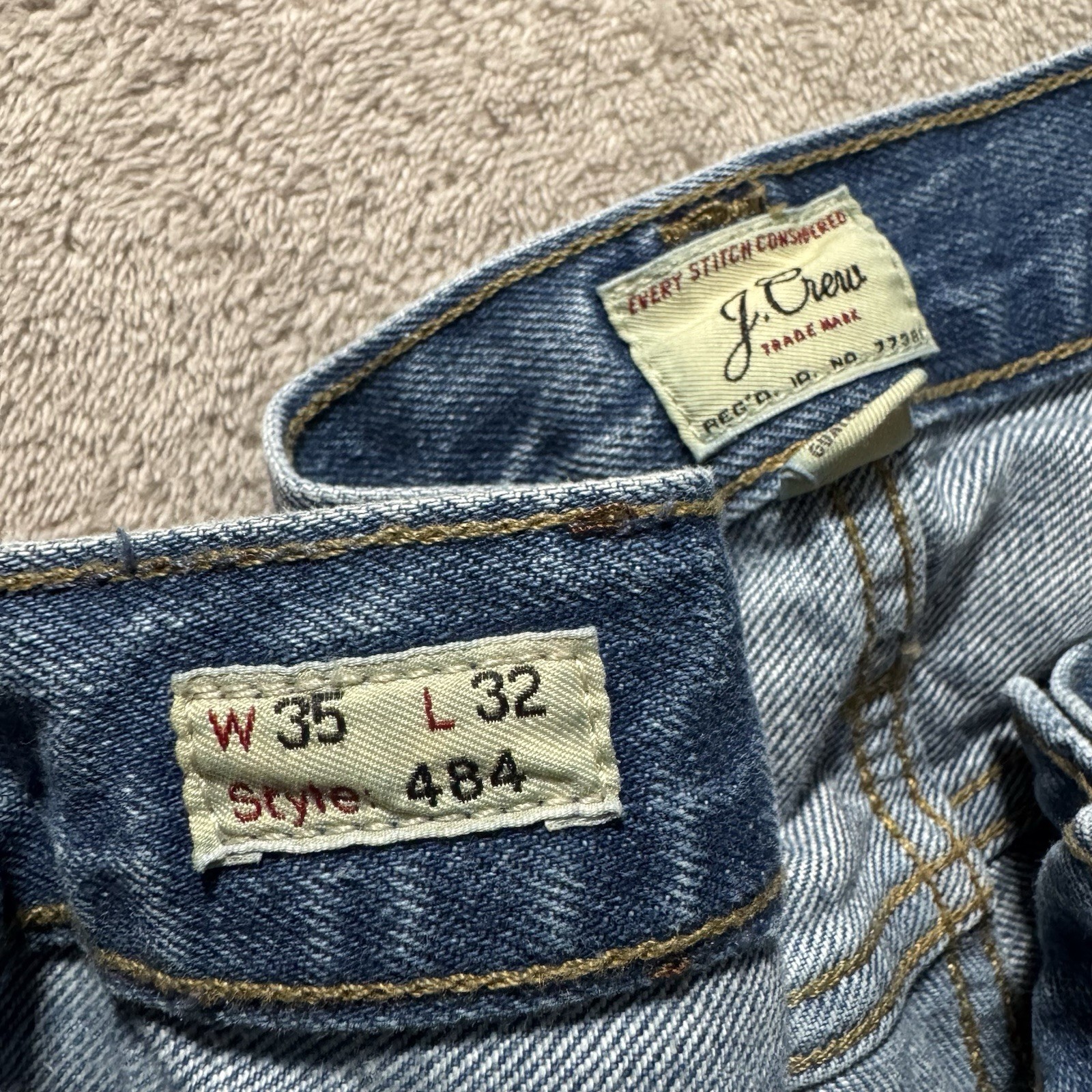 J Crew 484 Jeans Men's Size 35x32 Slim Fit Denim Straight Leg Blue Jeans