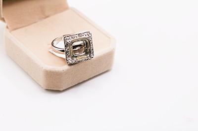 BLANK RING SHANK with Crystals  Vintage NEW WITH TAGS ADJUSTABLE