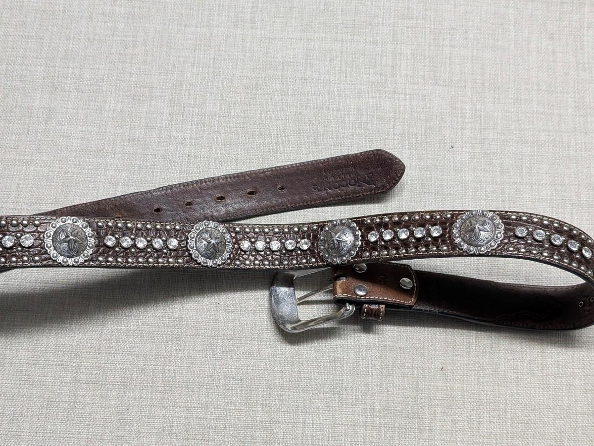 Nocona Gray  and Silver Western Belt with Ornate Buckle size S 1/2” wide Nocona Belt Co Men main image 4