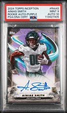 2024 TOPPS INCEPTION #RAAS AINIAS SMITH ROOKIE AUTO-PURPLE PSA MINT 9 AUTO 10