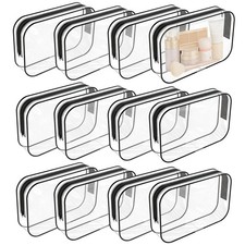 12 Pack Clear Makeup Bag PortableTravel Toiletry Pouch with Zipper PVC TSA Ap...