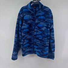 Eddie Bauer Kids Fleece Full Zip Jacket Blue Camo Size M 10/12