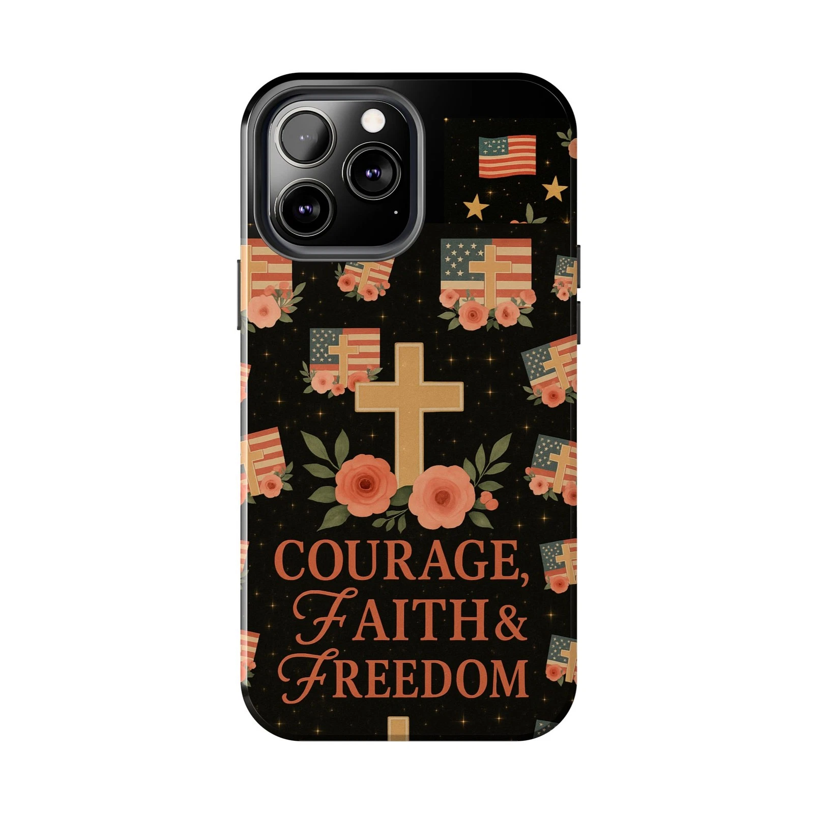 Floral Cross iPhone Case - Heavy Duty Protective Cover