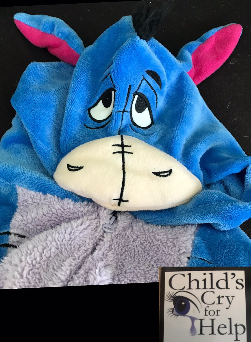 Disney EEYORE Fleece One Piece Footless Hooded Sleepw… Gem
