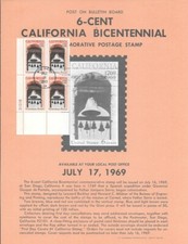 #1373 6c California Bicentennial Stamp Poster - Unofficial Souv Page Flat W/PB#4