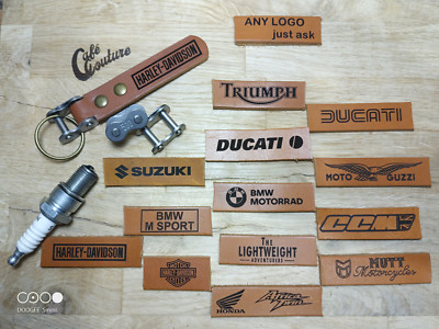Harley Davidson - hellbrauner Schlüsselring aus Leder & Kette mit geteiltem Glied - Motorrad - Geschenk