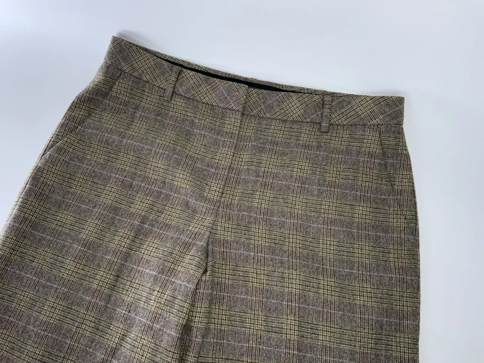 Pantalones de vestir Saks Fifth Avenue talla 8 tostados lana a cuadros Alexandra como nuevos YGI N5-127 Foto 3 de 4